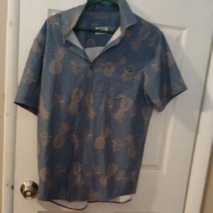 Hurley Blue and Tan Pineapple Print Men's Shirt